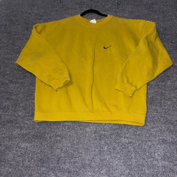 Vintage Nike Sweatshirt Mens XL Yellow Pullover Crewneck Fleece Swoosh USA 90s - Picture 6 of 15